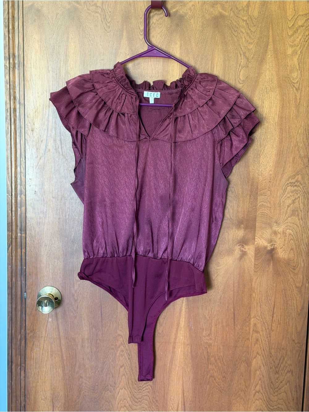 Burgundy Ruffle Bodysuit